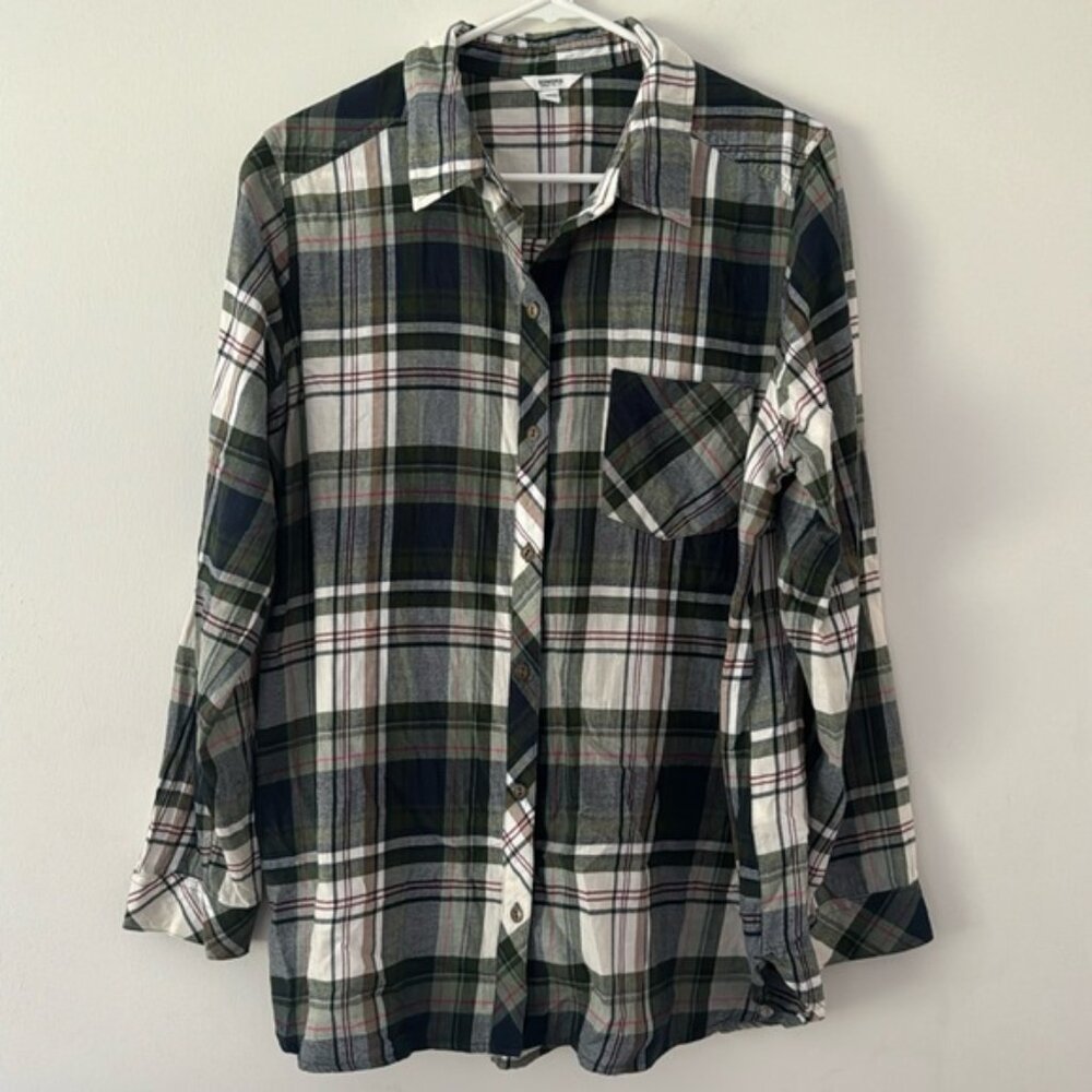 Sonoma Goods for Life Women’s Plaid Button Up Long Sleeve Top Shirt XL